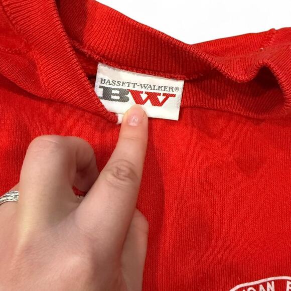 Vintage 90s red "American Embassy London" crewneck souvenir vibes womens size sm - Picture 3 of 8